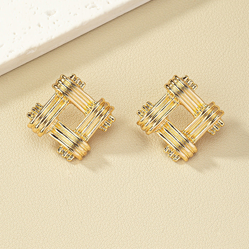 Twisted Geometric Fashion Stud Earrings - Vienna Verve Collection