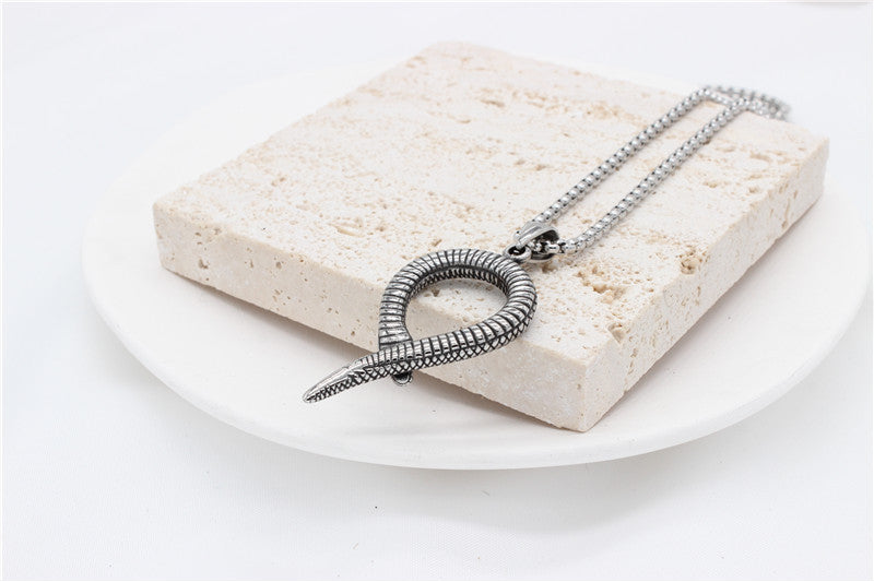 Personalized Retro European American Style Snake Pendant Titanium Steel Unisex Necklace Protection By Planderful
