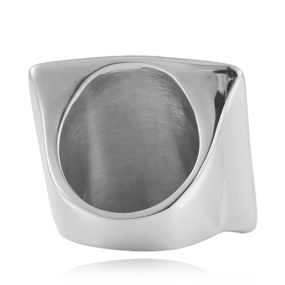 Unisex Titanium Steel Square Trendy Versatile Ring for Men and Women