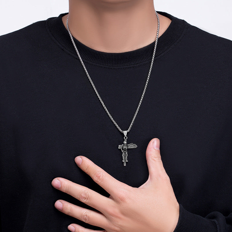 Steel Necklace – Vintage Skull Cross