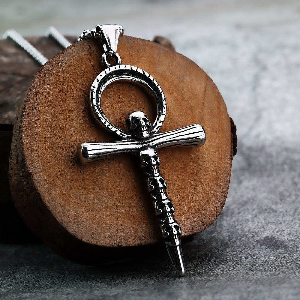 Vintage Skull Cross Stainless Steel Men's Pendant Necklace