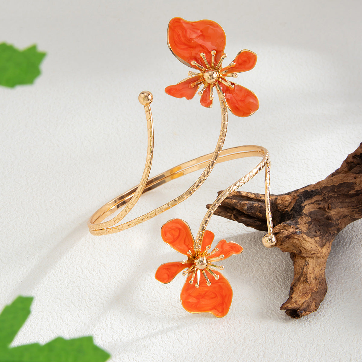 Planderful Vienna Verve Dripping Flower Open Arm Bracelet Adjustable Exotic Petal Winding Jewelry For Women