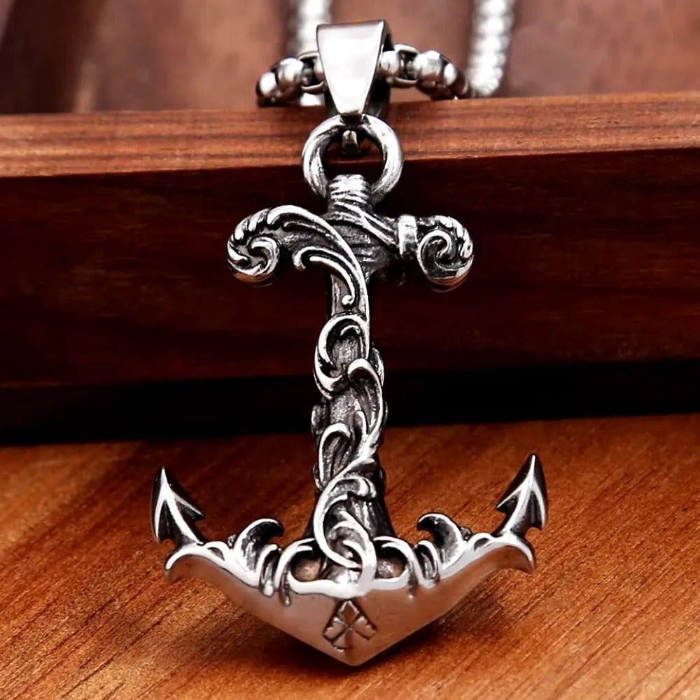 Vintage Anchor Stainless Steel Men's Pendant Necklace