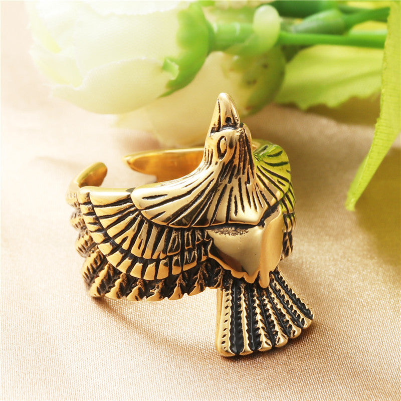 Titanium Steel Retro Eagle Ring for Men - Trendy American and European Jewelry Accessories