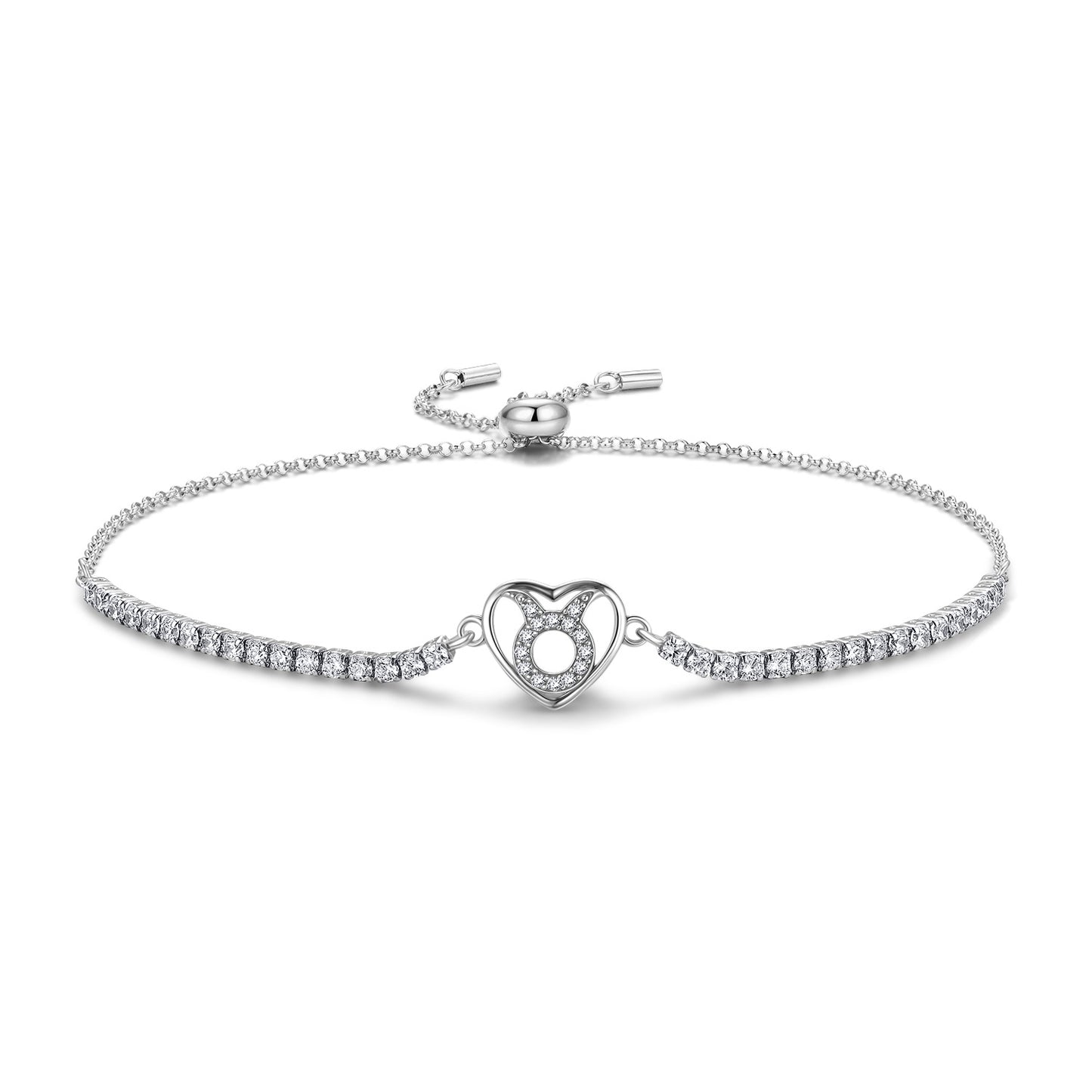 Planderful Jewelry Twelve Constellations Sterling Silver Zircon Bracelet Adjustable Length