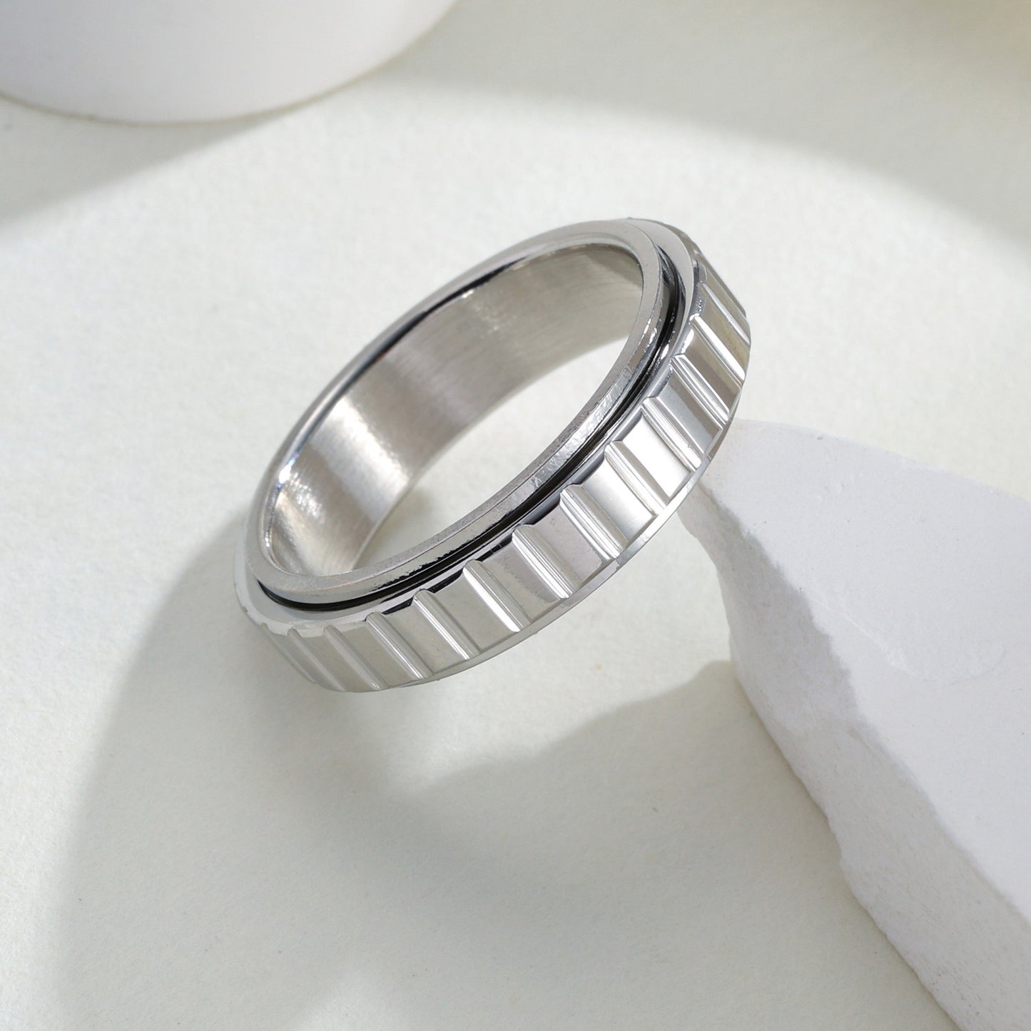Planderful Everyday Genie Rotatable Decompression Gear Ring Stainless Steel Unisex Mens Jewelry