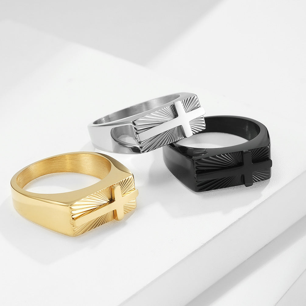 Steel Ring – Statement Cross Ring For Men