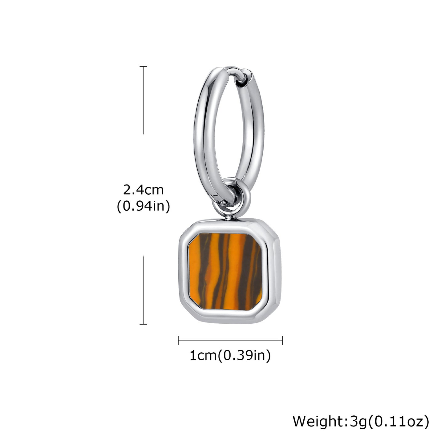 Planderful Stainless Steel Earrings Unisex Bold Tiger Eye