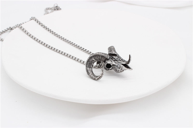 Planderful Anubis Pendant Titanium Steel, Personalized Retro Devil Goat Head, Unisex Protection Jewelry for Men