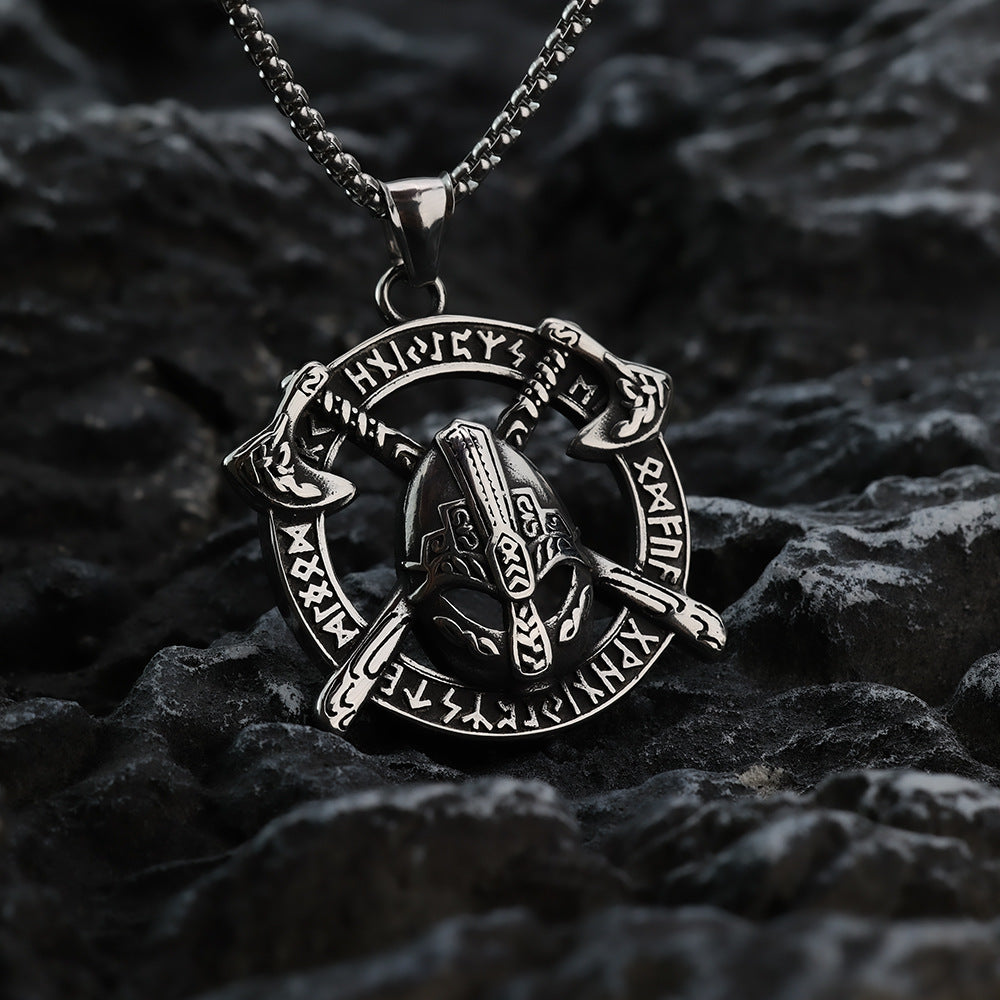 Nordic Stainless Steel Men's Personalized Viking Helmet Necklace