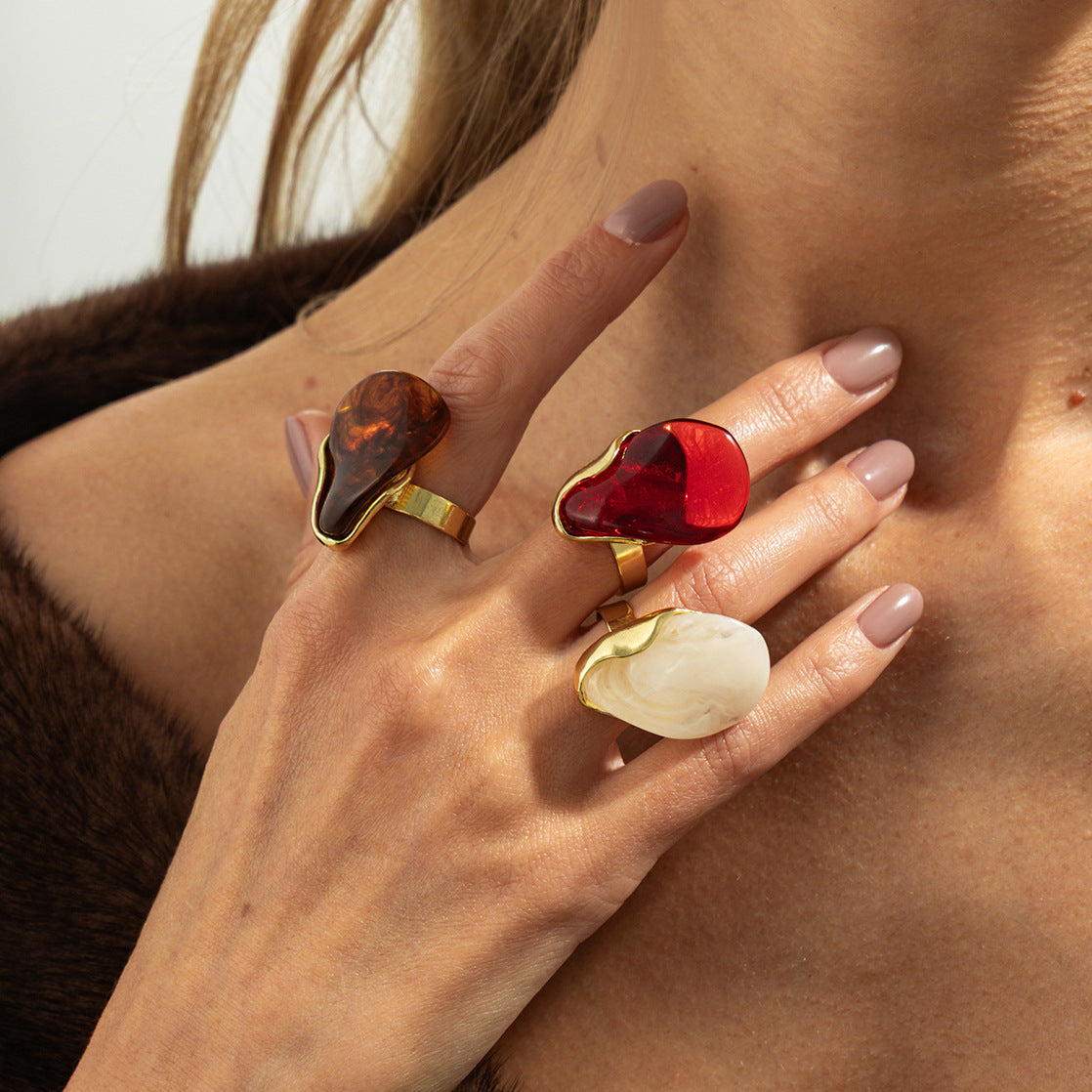 Planderful Water Drop Open Ring Vienna Verve for Women Baroque Statement Jewelry