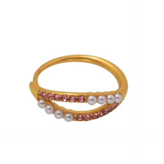 Planderful Bead Zircon Ring For Women Stainless Steel Size 7