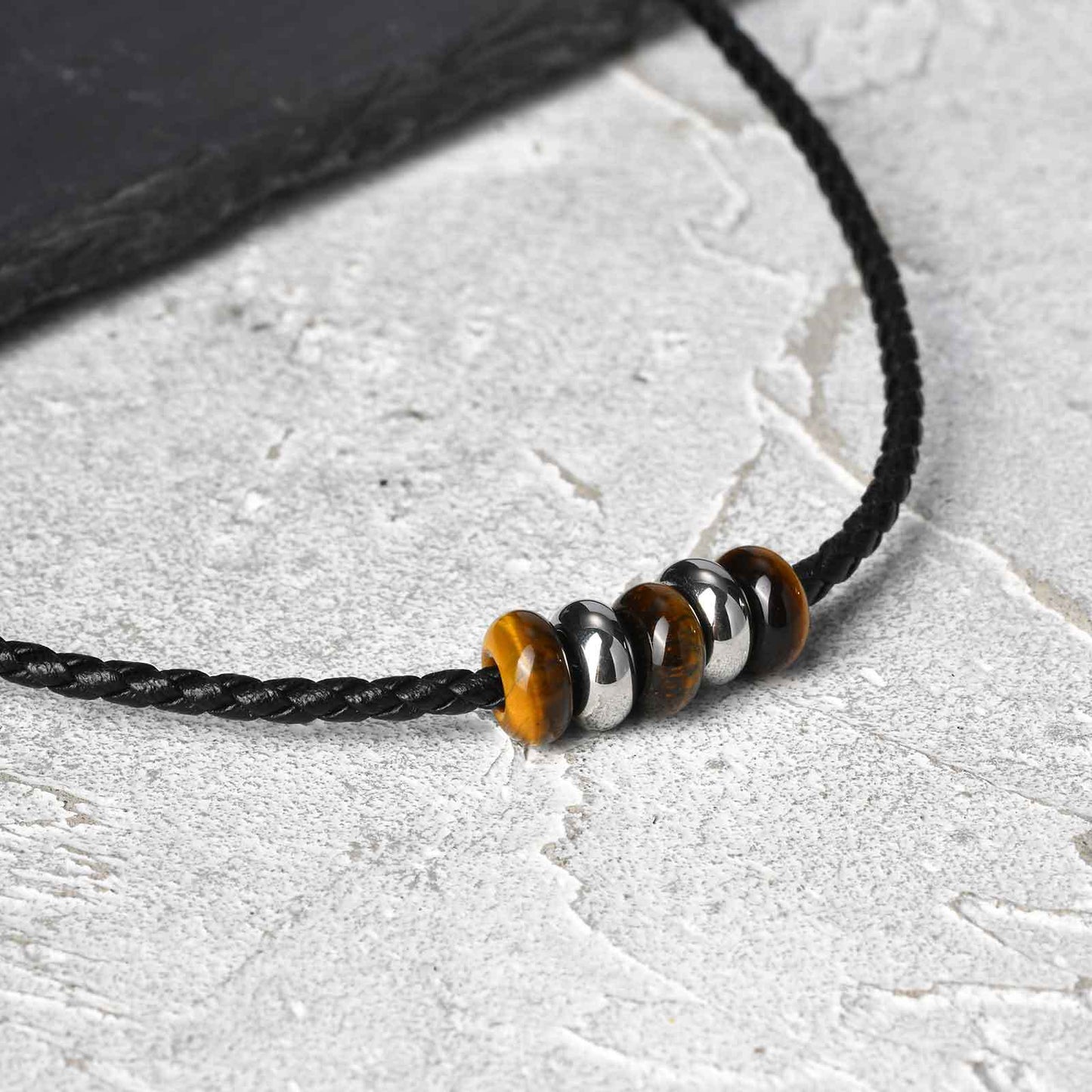 Planderful Stainless Steel Men Tiger Eye Bead Necklace