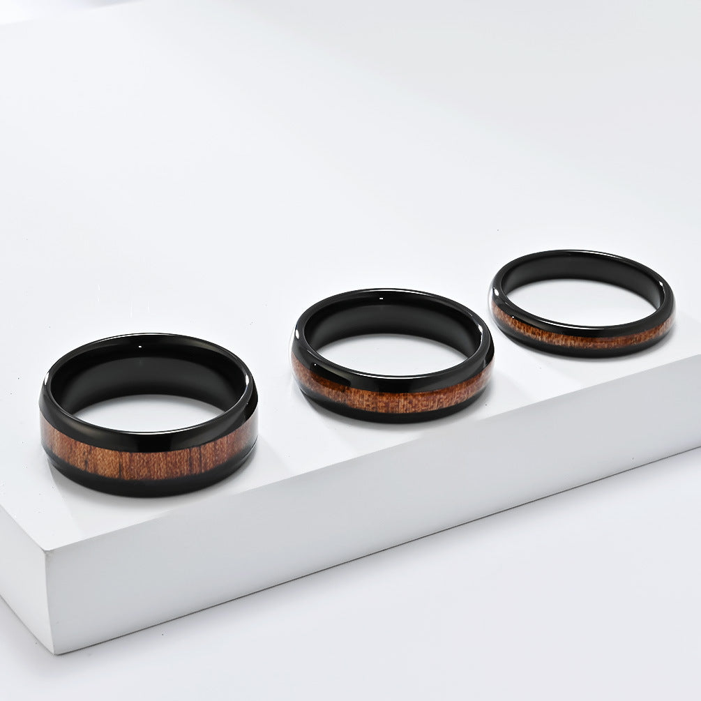 Premium Tungsten Ring Inlaid Wood And Leather 4 6 8mm For Men And Women Planderful Shop