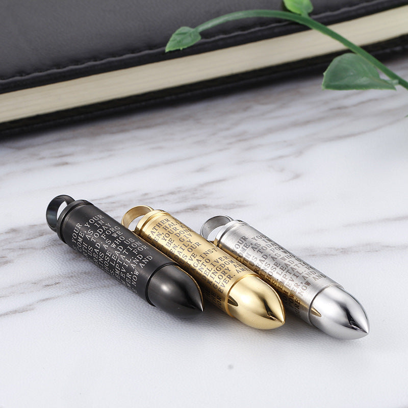 Bullet-Style Titanium Steel Men's Pendant from Planderful Collection