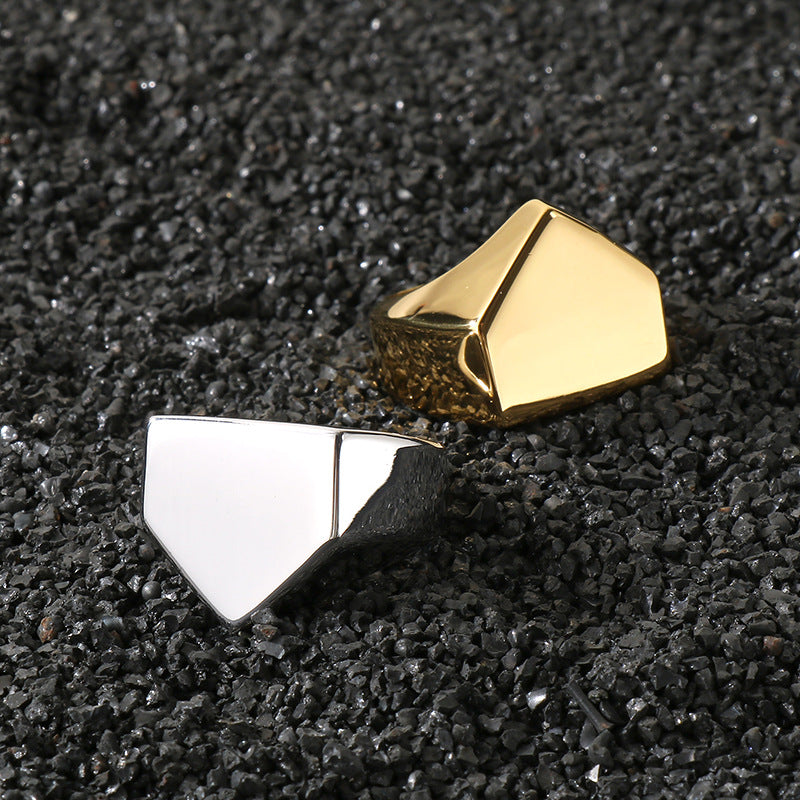 Planderful Geometric Pyramid Ring For Men Stainless Steel