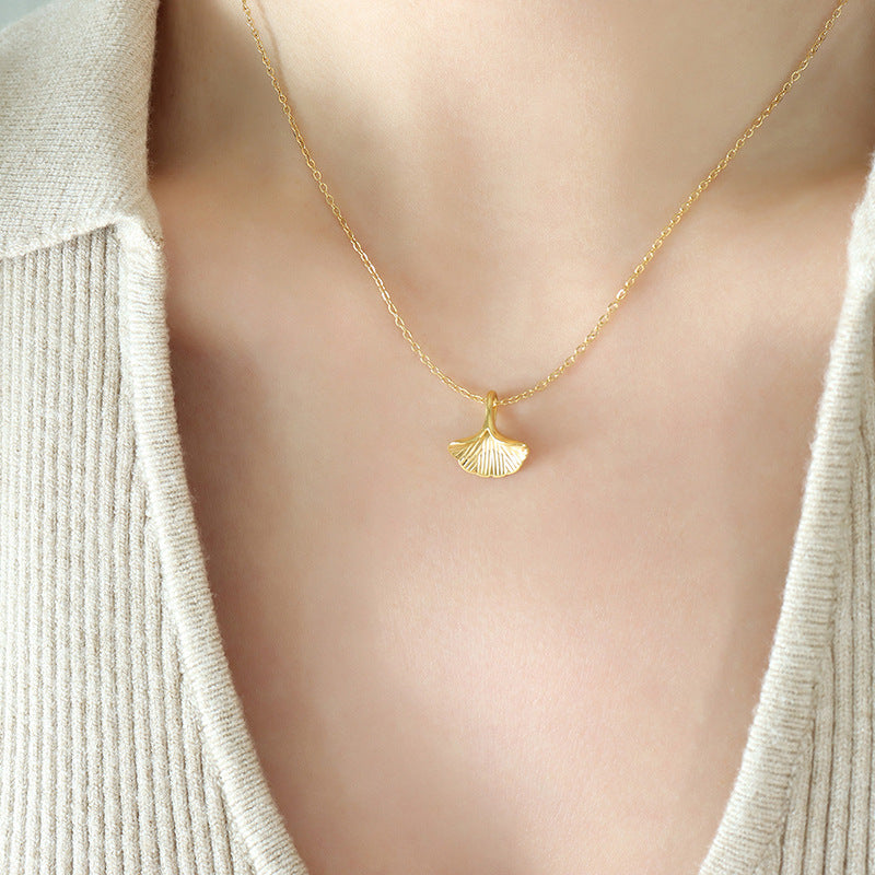 Ginkgo Geometry Pendant Necklace for Stylish Women