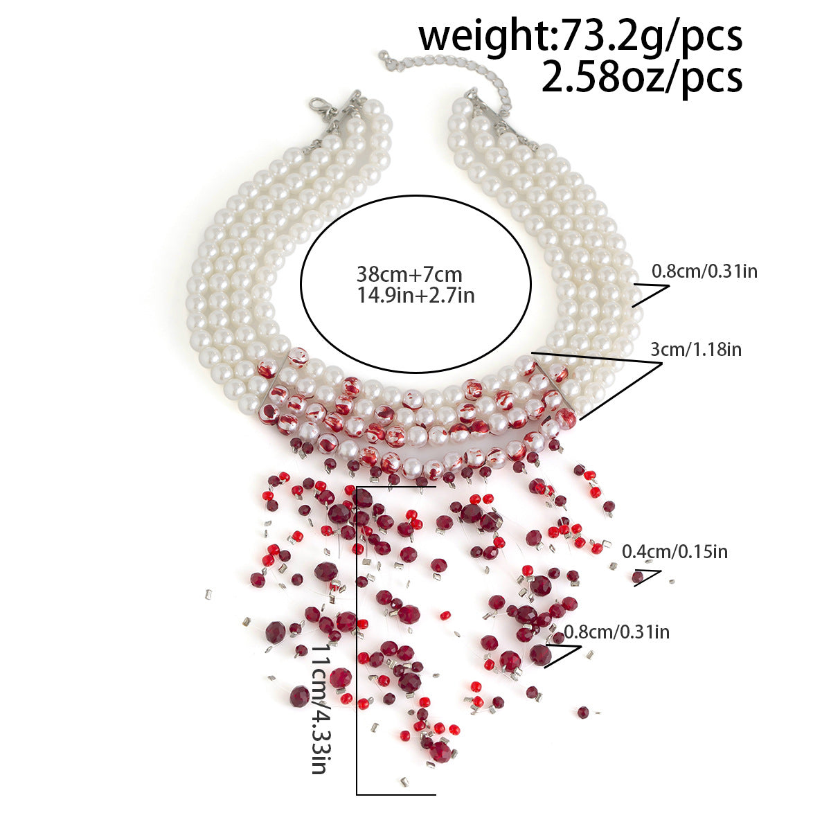 Gothic Pearl Crystal Blood-Drip Choker