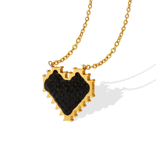 European and American Style Black Zircon Love Necklace with 18K Gold Plating