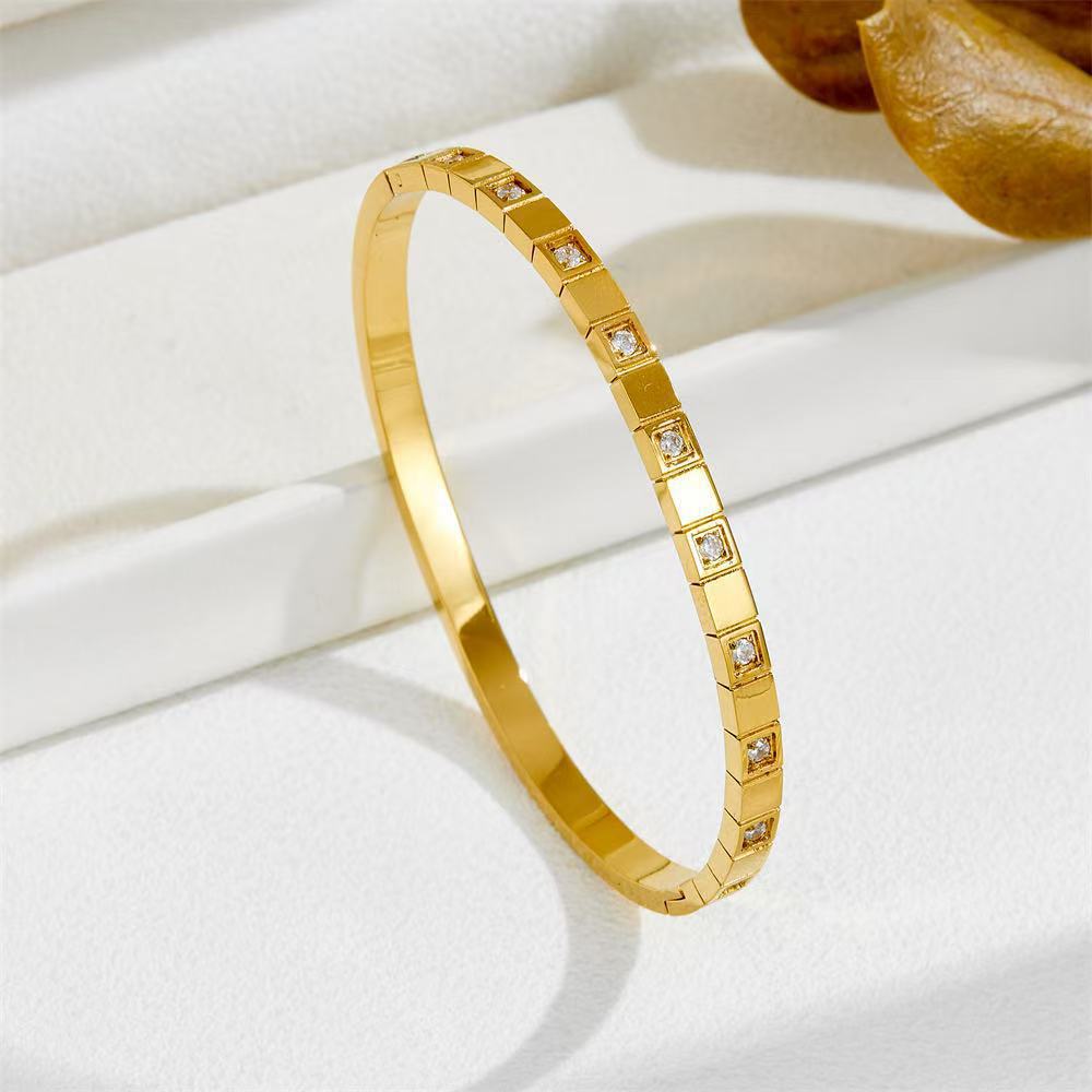 Planderful Jewelry Stainless Steel Zircon Six-Pointed Star Buckle Bracelet For Women