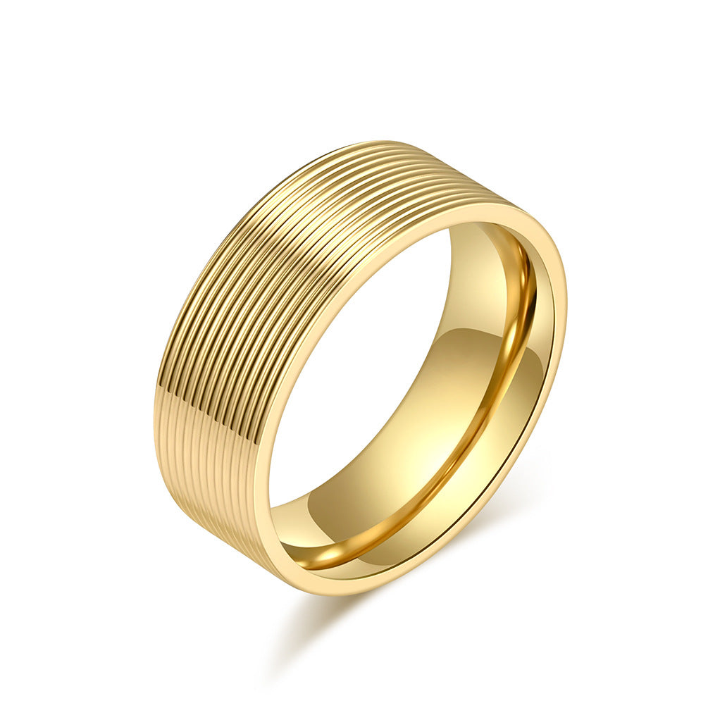 Cross-Border New Simple Titanium Steel Ring for Men and Women