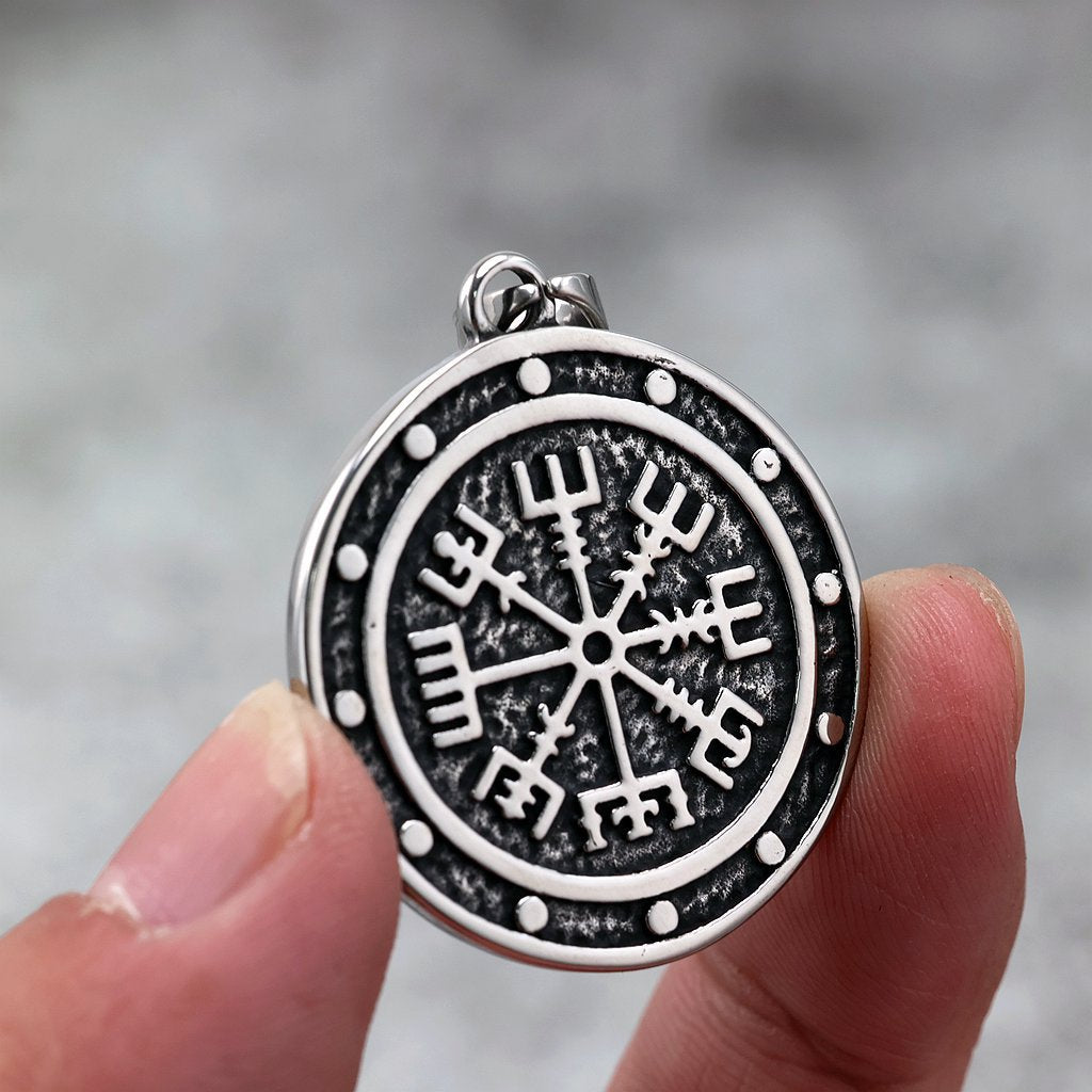 Vintage Viking Compass Stainless Steel Men's Pendant Necklace