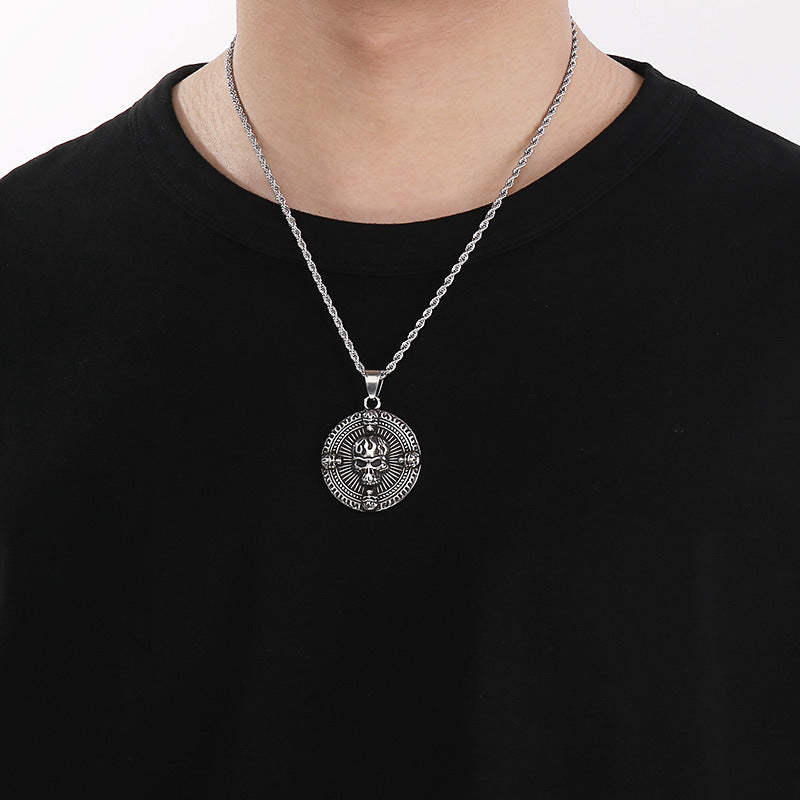 Planderful Day Of Dead Rose Skull Necklace Men Pirate King