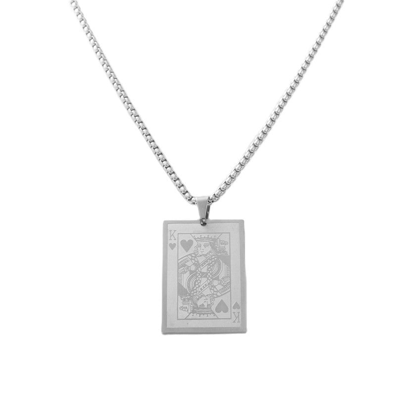 Personalized Retro Titanium Steel Playing Card Pendant Necklace for Men