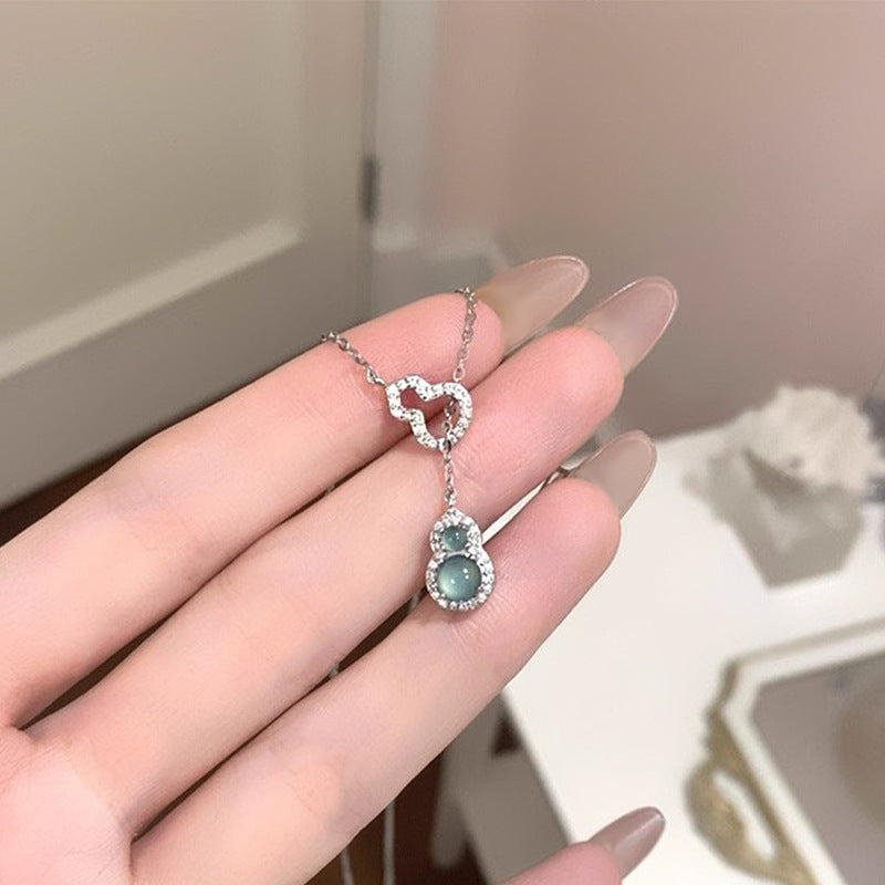 Fulu Double Ring Gourd 925 Sterling Silver Necklace Female