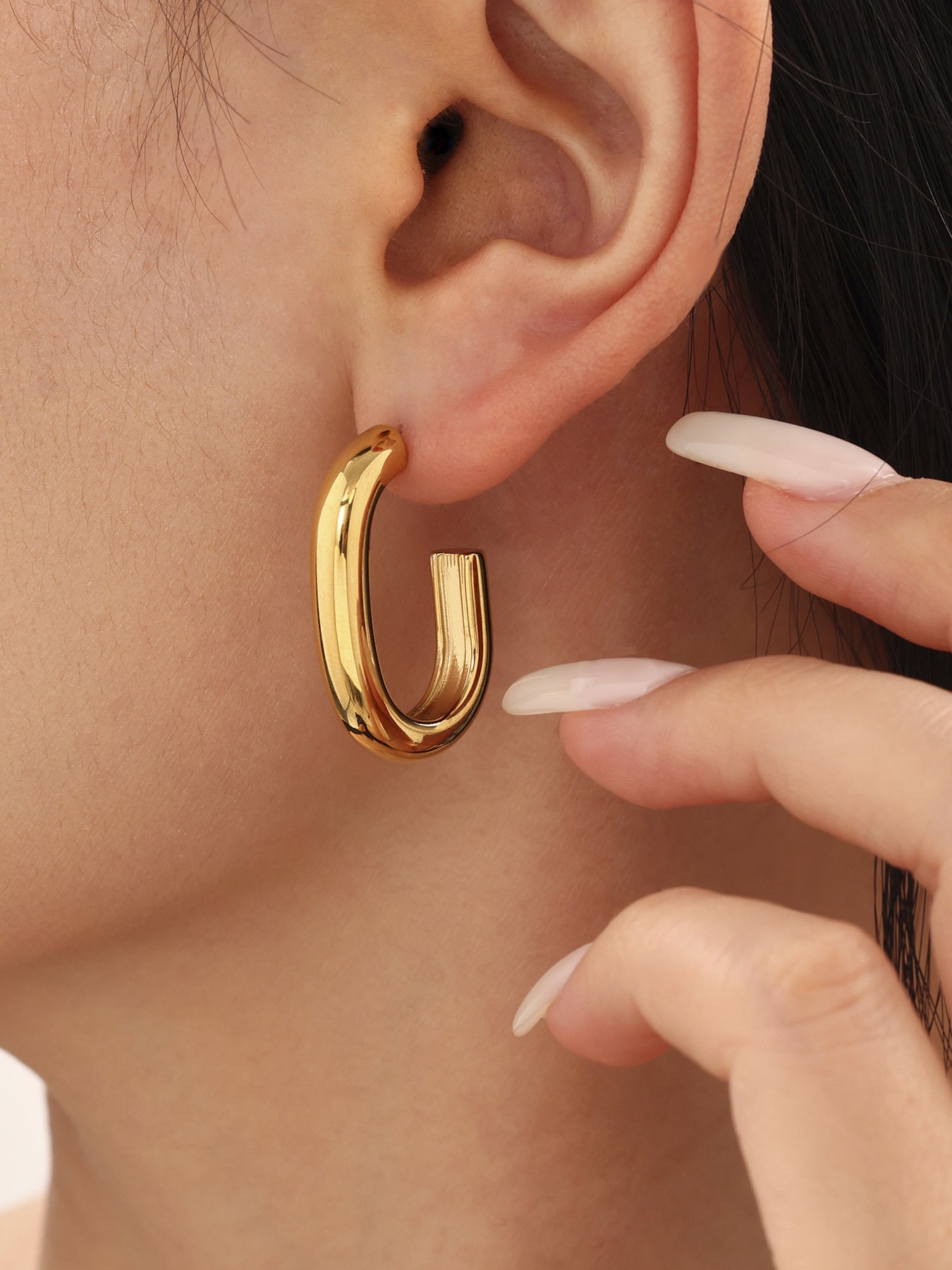 Planderful Ladies Genie Double Layer C Shaped Earrings 18K