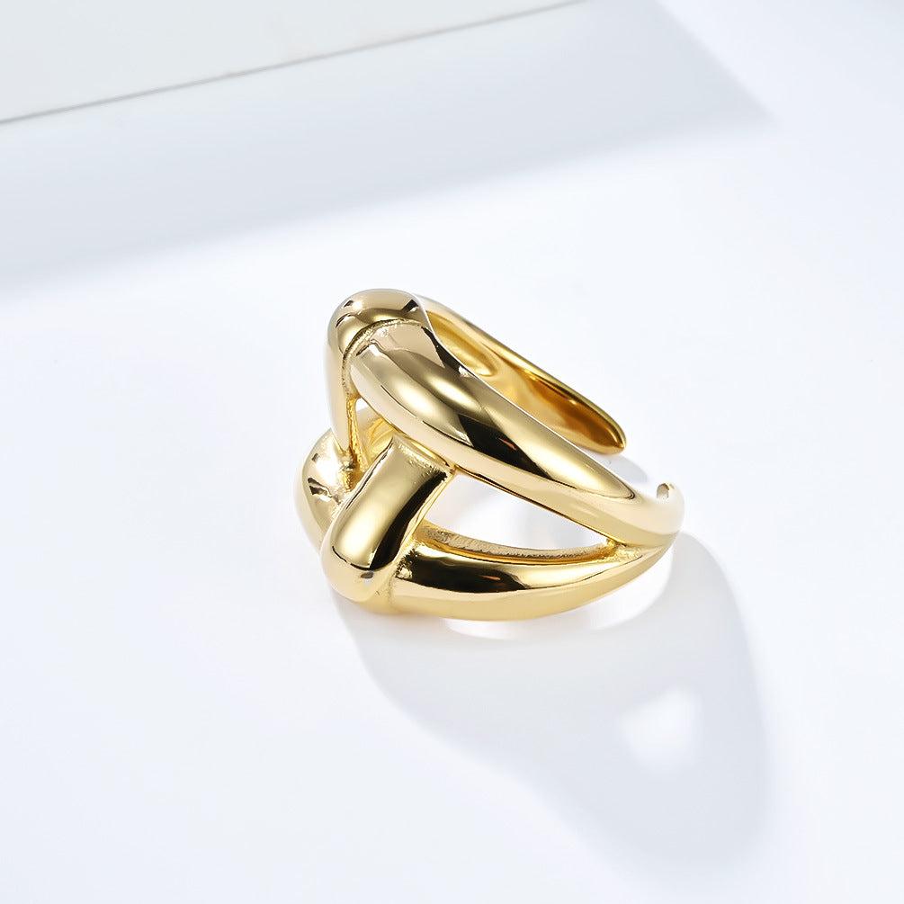 Planderful Everyday Genie Minimalist Ring for Women Irregular Wide Cross Design Trendy Statement Piece