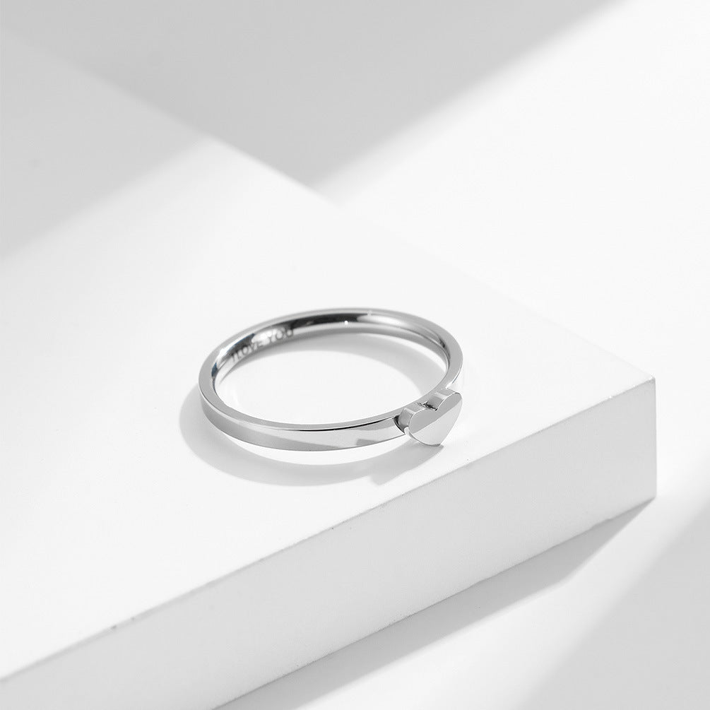 Japanese Simple Hollow Love-Shaped Couple Ring for Engagement