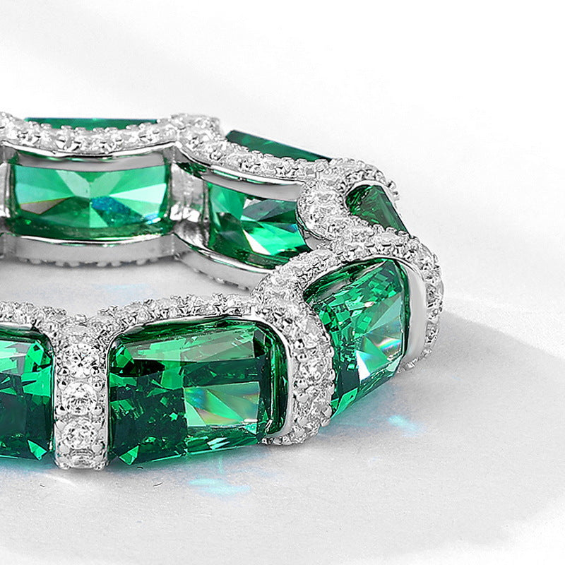 Planderful Classic Lab-Grown Emerald Sterling Silver Ring – Style 1