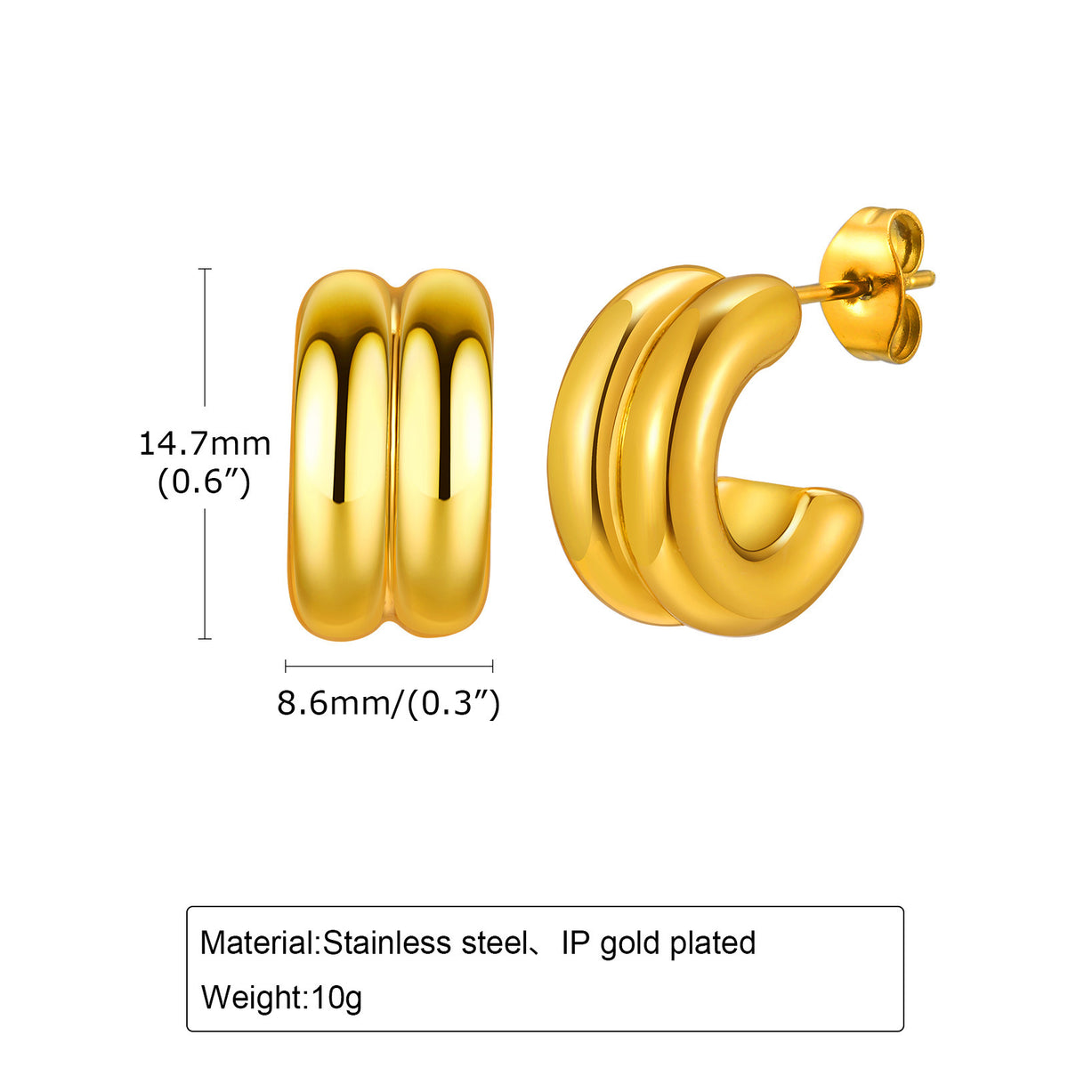 Triple-Band Hoop Earrings — Three Finishes