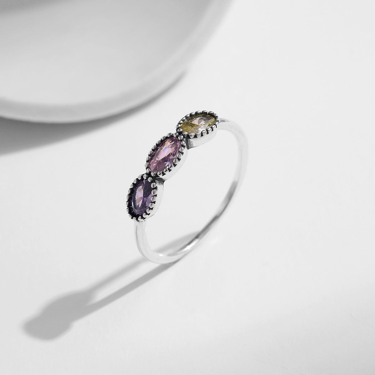 925 Sterling Silver Bow Rainbow Ring