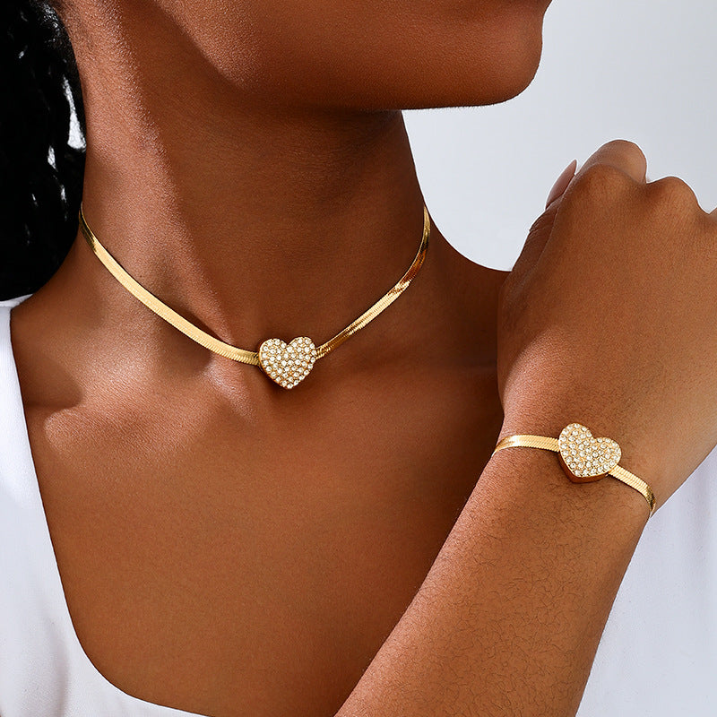 Charming Red Flash Zircon Love Snake Jewelry Set for Women