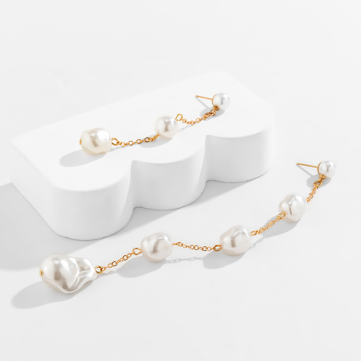 Cold Wind Tassel Earrings with Imitation Pearl Studs