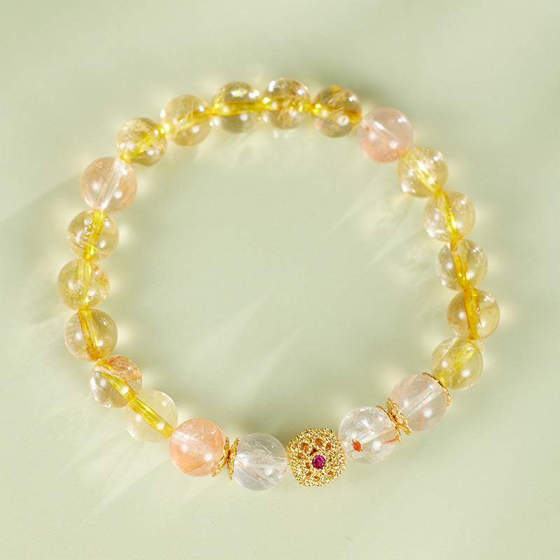 Natural Citrine Red Glue Flower Bracelet Chinese Style Accessories Women's Wholesale