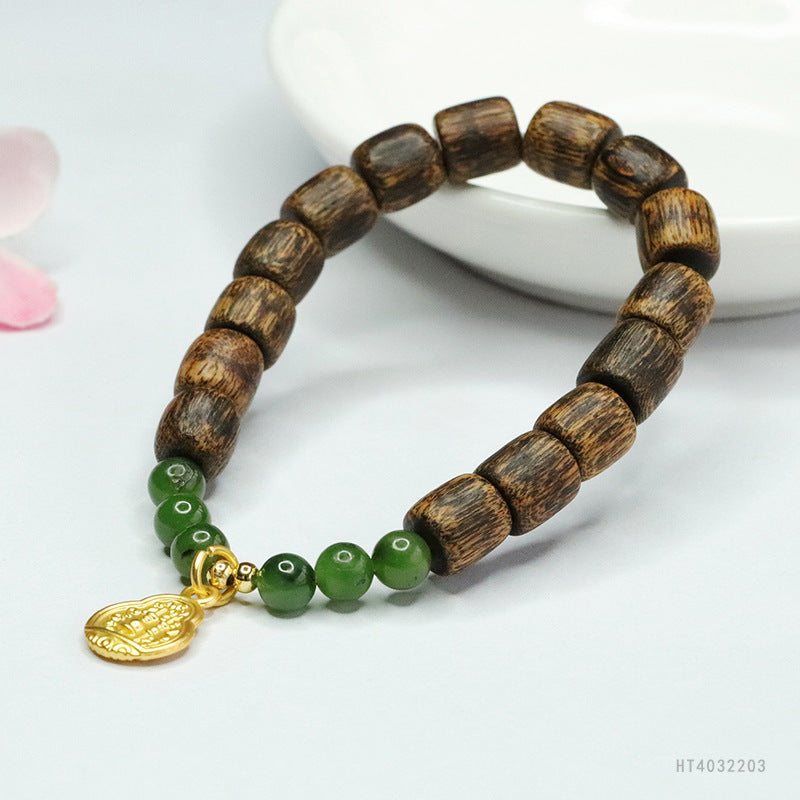 Hetian Jasper & Agarwood Bead Bracelet
