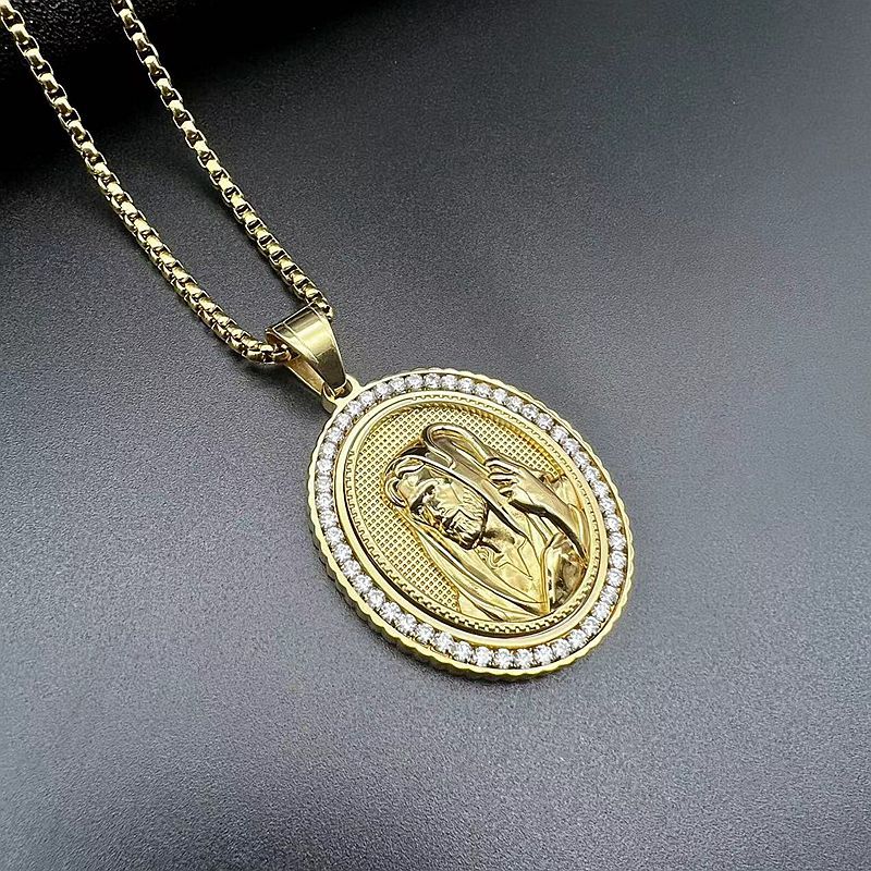 Zircon Necklace – Statement Hip Hop Religious Pendant