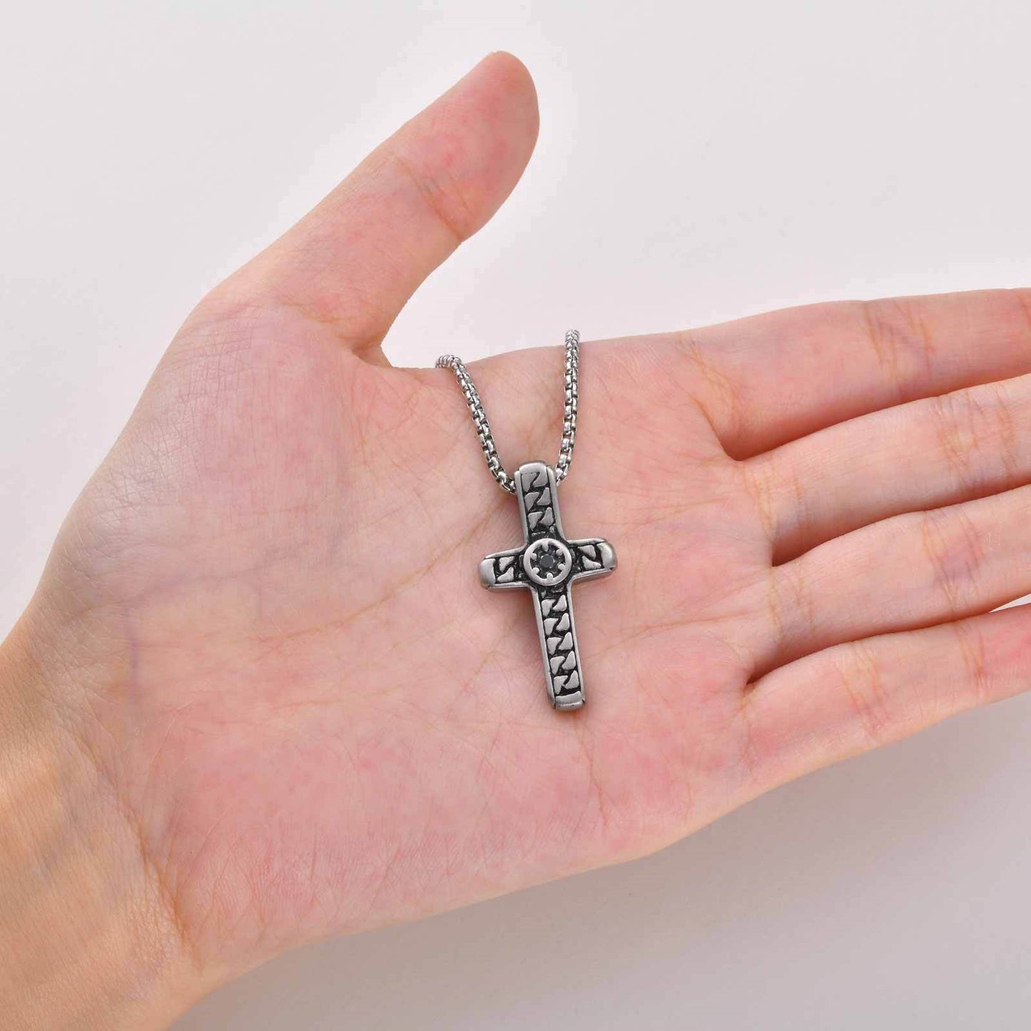 Stainless Steel Cross Pendant – Religious Style Daily Cool Hip Hop Necklace