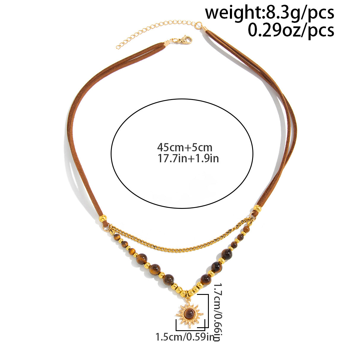 Vintage Merald-Style Tiger Stone Necklace Design With Layered Star-Shaped Sweater Chain Necklace