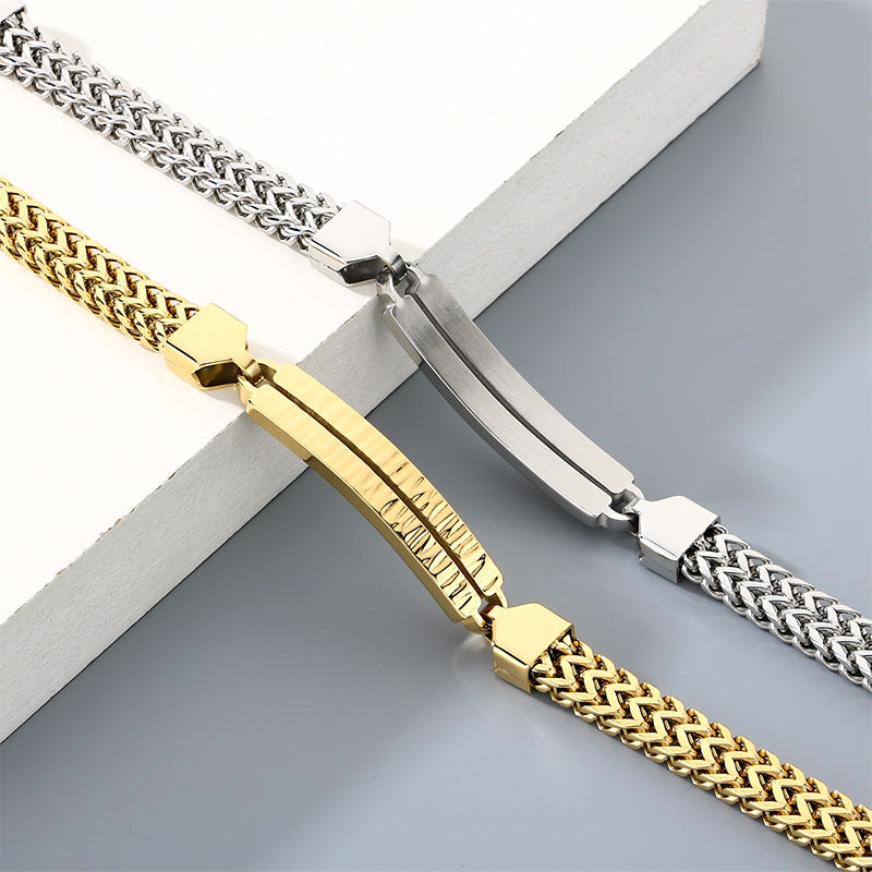 Buckle – One-Word Curved Brand Layered Keel Chain Bracelet