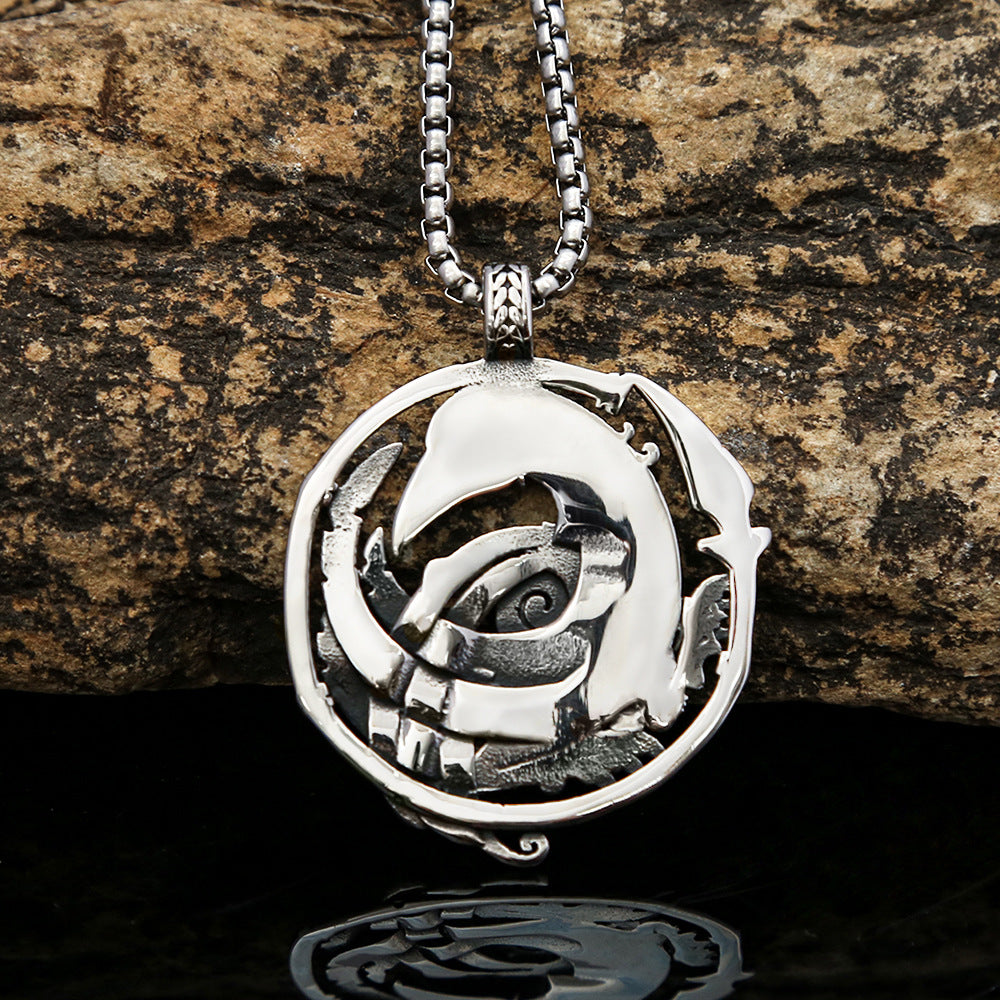 European And American Retro Men's Stainless Steel Viking Pendant Necklace