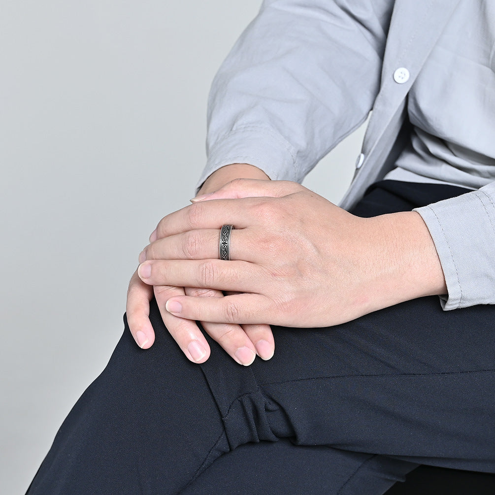 Planderful Men's Stainless Steel Viking Ring With Celtic Knot Design Timeless Retro Nordic