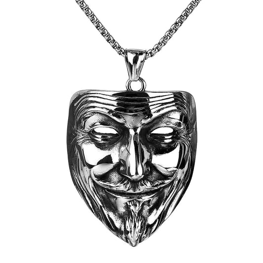 Vintage Mask Stainless Steel Men's Pendant Necklace
