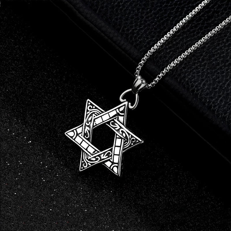 Planderful Titanium Hexagram Necklace For Unisex Streetwear Bold Urban Hip Hop Pendant Gift Idea