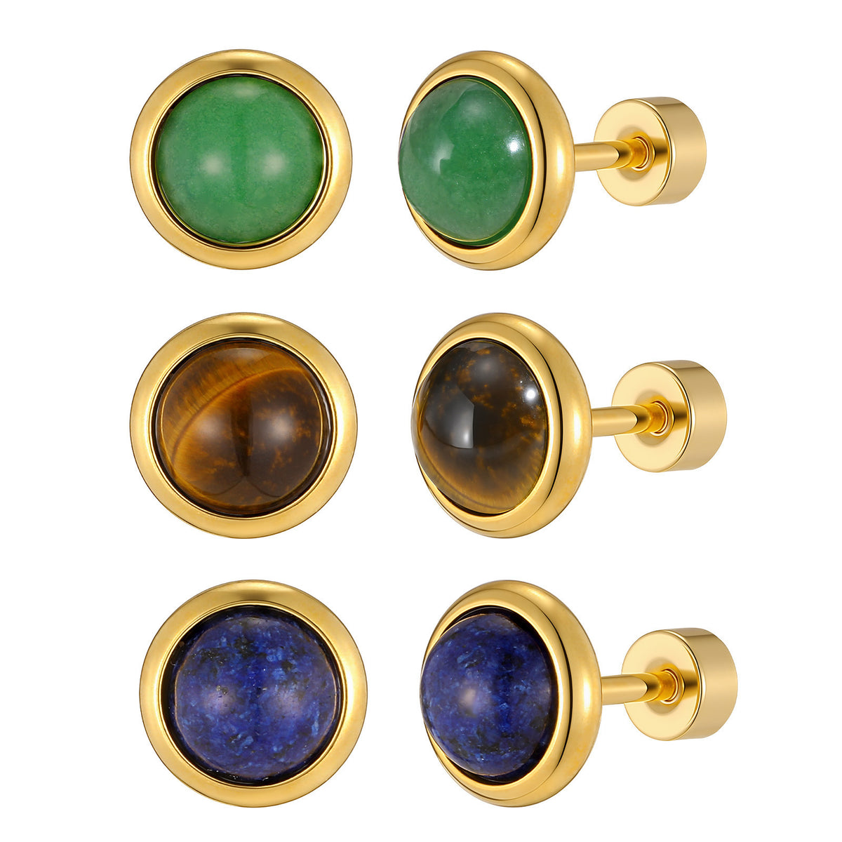 Stainless Steel Tiger's Eye Cat Earrings