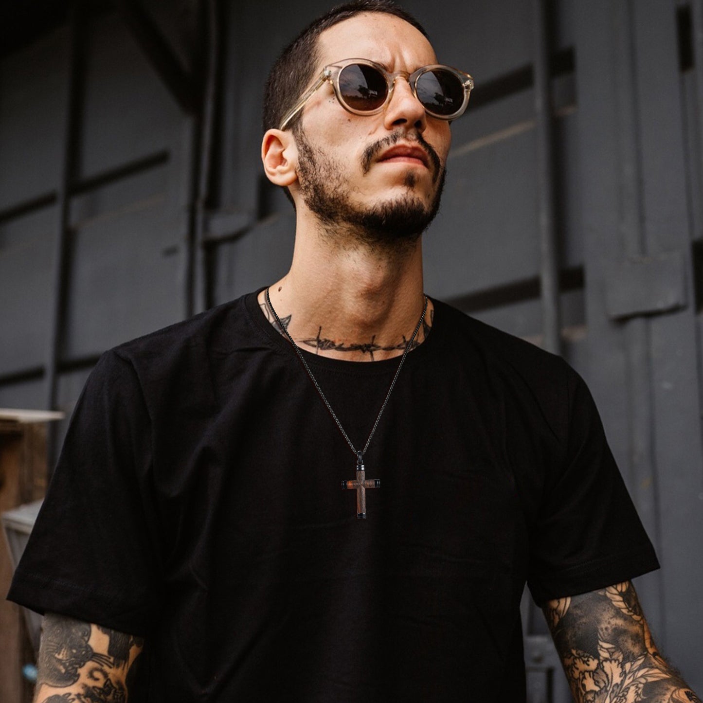 Pendant Titanium Steel Pear Wood Cross Pendant Men's Jewelry