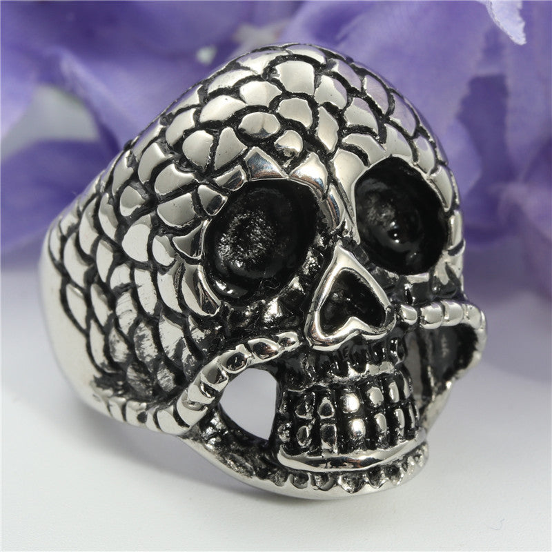 Multi-Color Titanium Steel Skull Ring for Men - Retro Hipster Punk Style